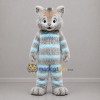 Custom Gray and Light Blue Striped Cat Mascot Costume Adult Full Body Suit for Children's Events