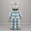 Custom Gray and Light Blue Striped Cat Mascot Costume Adult Full Body Suit for Children's Events