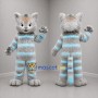 Custom Gray and Light Blue Striped Cat Mascot Costume Adult Full Body Suit for Children's Events