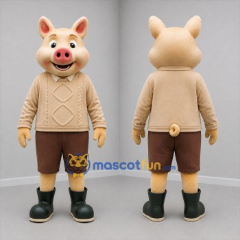 Custom Peach and Beige Pig Mascot Costume Adult Full Body Suit for Farm Events
