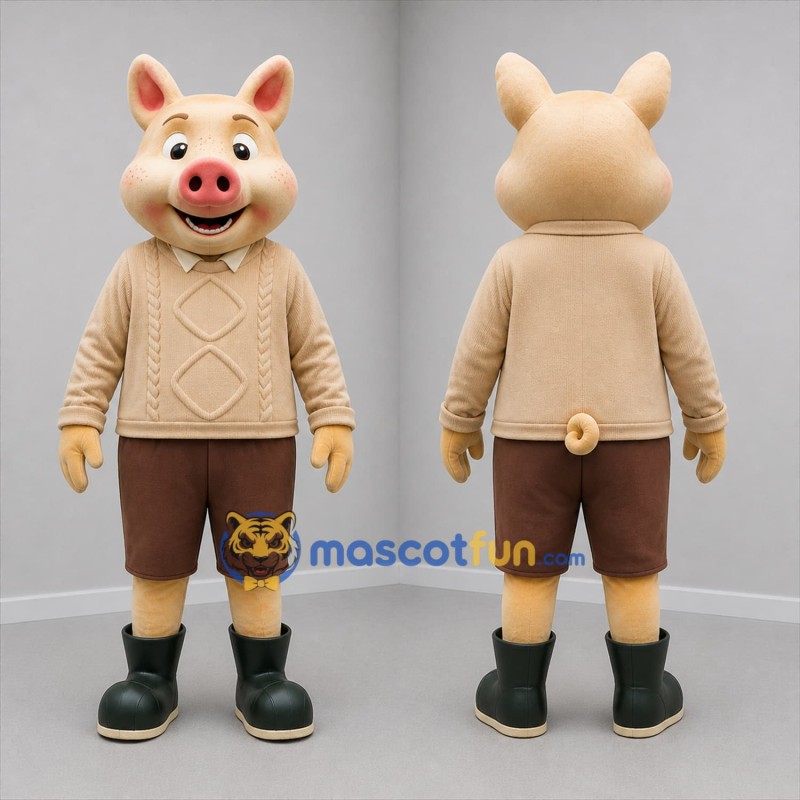 Custom Peach and Beige Pig Mascot Costume Adult Full Body Suit for Farm Events