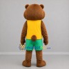 Custom Brown Yellow and Green Bear Mascot Costume Adult Full Body Suit for Children's Events