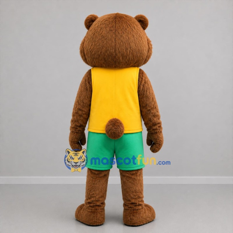 Custom Brown Yellow and Green Bear Mascot Costume Adult Full Body Suit for Children's Events