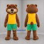 Custom Brown Yellow and Green Bear Mascot Costume Adult Full Body Suit for Children's Events