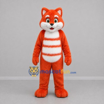 Custom Orange and White Cat Mascot Costume Adult Full Body Suit for Children's Events