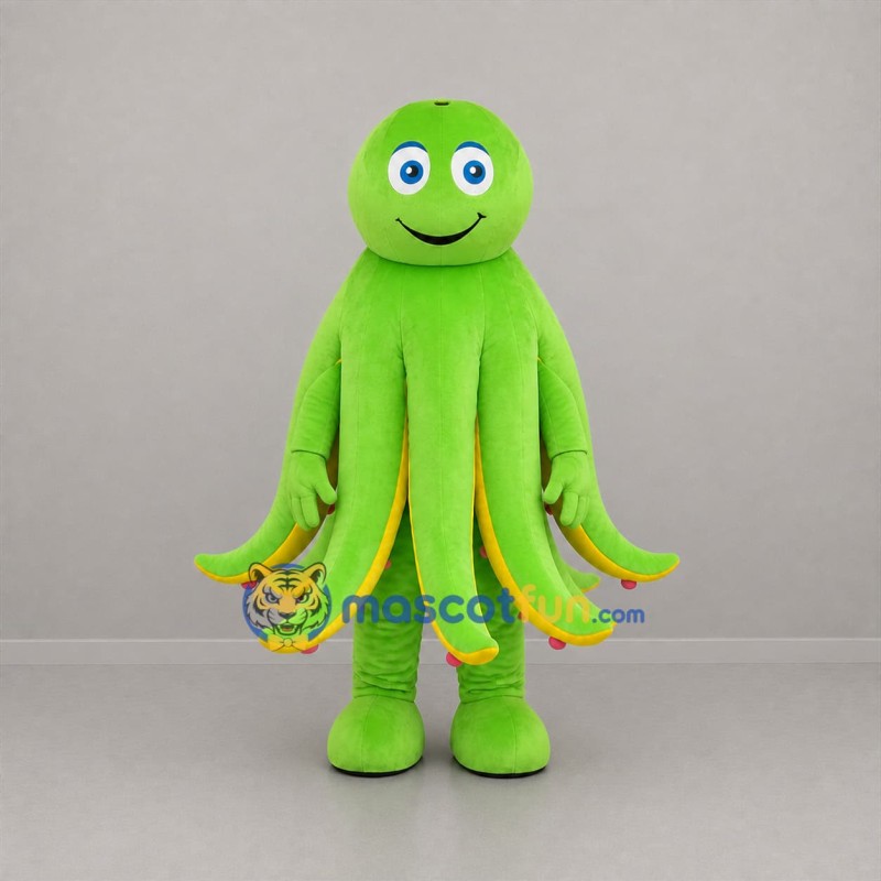 Custom Green and Yellow Octopus Mascot Costume Adult Full Body Suit for Ocean Events