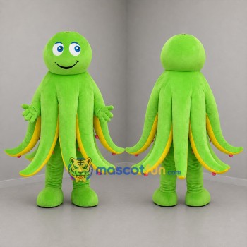 Custom Green and Yellow Octopus Mascot Costume Adult Full Body Suit for Ocean Events