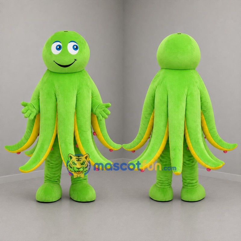 Custom Green and Yellow Octopus Mascot Costume Adult Full Body Suit for Ocean Events