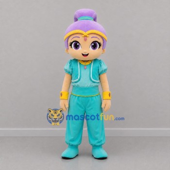 Custom Turquoise and Purple Genie Girl Mascot Costume Adult Full Body Suit for Fantasy Parties