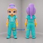 Custom Turquoise and Purple Genie Girl Mascot Costume Adult Full Body Suit for Fantasy Parties
