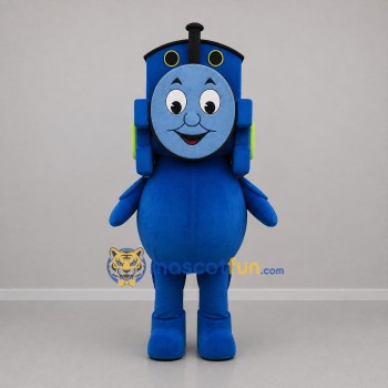 Custom Blue Train Mascot Costume Adult Full Body Suit for Children's Events