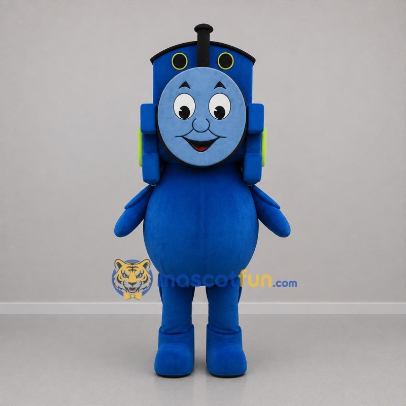 Custom Blue Train Mascot Costume Adult Full Body Suit for Children's Events
