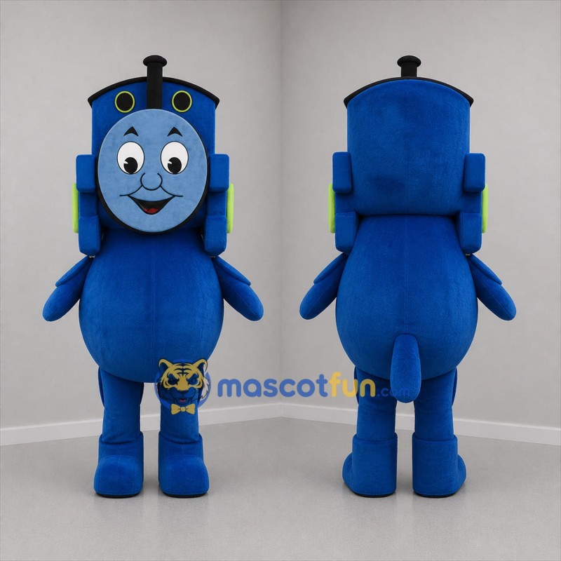 Custom Blue Train Mascot Costume Adult Full Body Suit for Children's Events