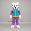 Custom White Purple and Teal Dog Mascot Costume Adult Full Body Suit for Children's Events