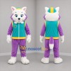 Custom White Purple and Teal Dog Mascot Costume Adult Full Body Suit for Children's Events