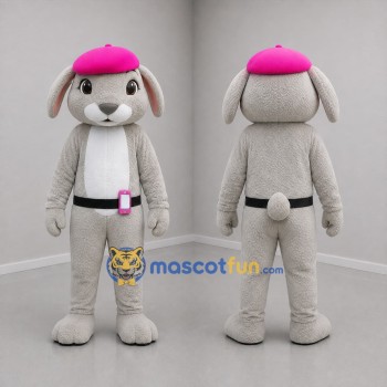 Custom Gray and Pink Rabbit Mascot Costume Adult Full Body Suit for Children's Events