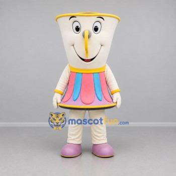 Custom Cream Pink and Blue Teacup Mascot Costume Adult Full Body Suit for Tea Parties