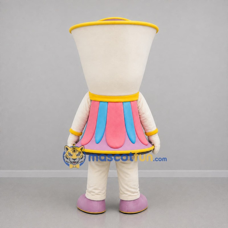 Custom Cream Pink and Blue Teacup Mascot Costume Adult Full Body Suit for Tea Parties