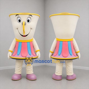 Custom Cream Pink and Blue Teacup Mascot Costume Adult Full Body Suit for Tea Parties