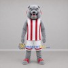 Custom Gray Red and White Bulldog Mascot Costume Adult Full Body Suit for Sports Events