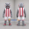 Custom Gray Red and White Bulldog Mascot Costume Adult Full Body Suit for Sports Events