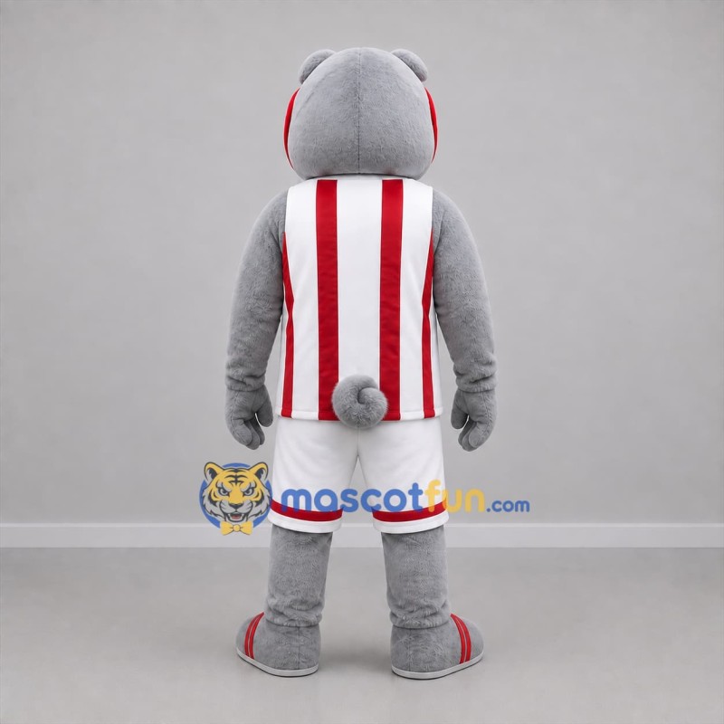 Custom Gray Red and White Bulldog Mascot Costume Adult Full Body Suit for Sports Events