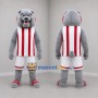 Custom Gray Red and White Bulldog Mascot Costume Adult Full Body Suit for Sports Events