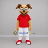 Custom Tan Red and White Dog Mascot Costume Adult Full Body Suit for Sports Events