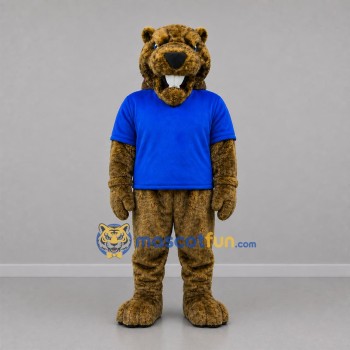 Custom Brown and Blue Beaver Mascot Costume Adult Full Body Suit for Nature Events