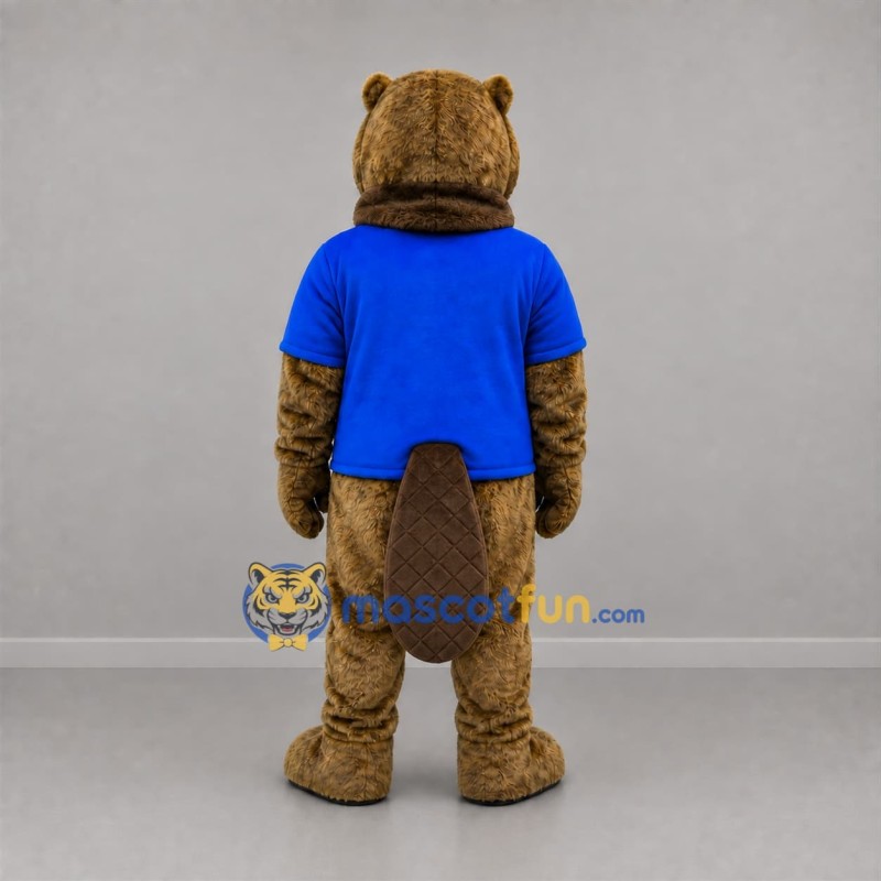 Custom Brown and Blue Beaver Mascot Costume Adult Full Body Suit for Nature Events