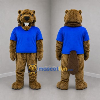 Custom Brown and Blue Beaver Mascot Costume Adult Full Body Suit for Nature Events