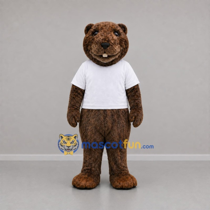 Custom Brown and White Beaver Mascot Costume Adult Full Body Suit for Wildlife Events