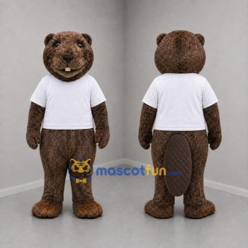 Custom Brown and White Beaver Mascot Costume Adult Full Body Suit for Wildlife Events