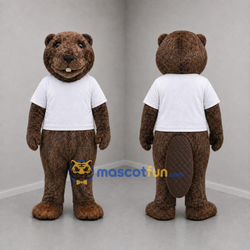 Custom Brown and White Beaver Mascot Costume Adult Full Body Suit for Wildlife Events