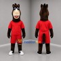 Custom Dark Brown and Red Horse Mascot Costume Adult Full Body Suit for Sports Events