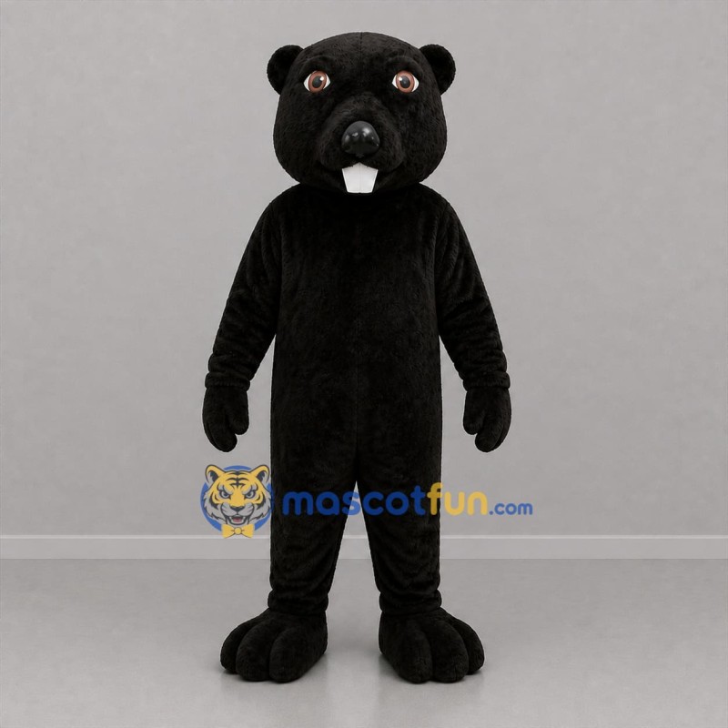 Custom Black Beaver Mascot Costume Adult Full Body Suit for Nature Events