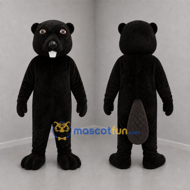 Custom Black Beaver Mascot Costume Adult Full Body Suit for Nature Events