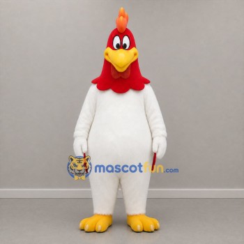Custom White Red and Yellow Rooster Mascot Costume Adult Full Body Suit for Farm Events