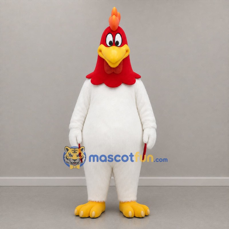 Custom White Red and Yellow Rooster Mascot Costume Adult Full Body Suit for Farm Events