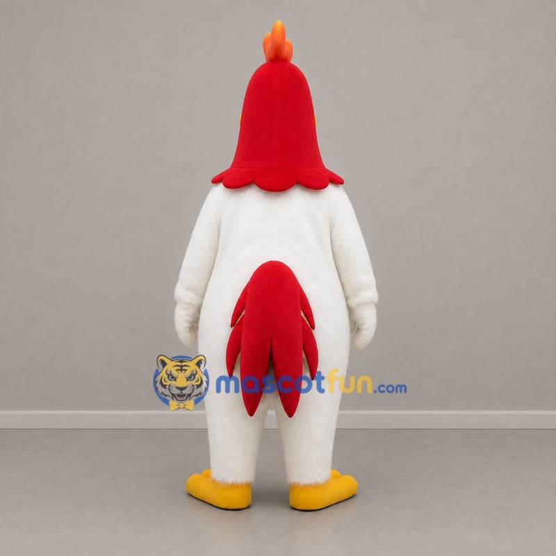 Custom White Red and Yellow Rooster Mascot Costume Adult Full Body Suit for Farm Events
