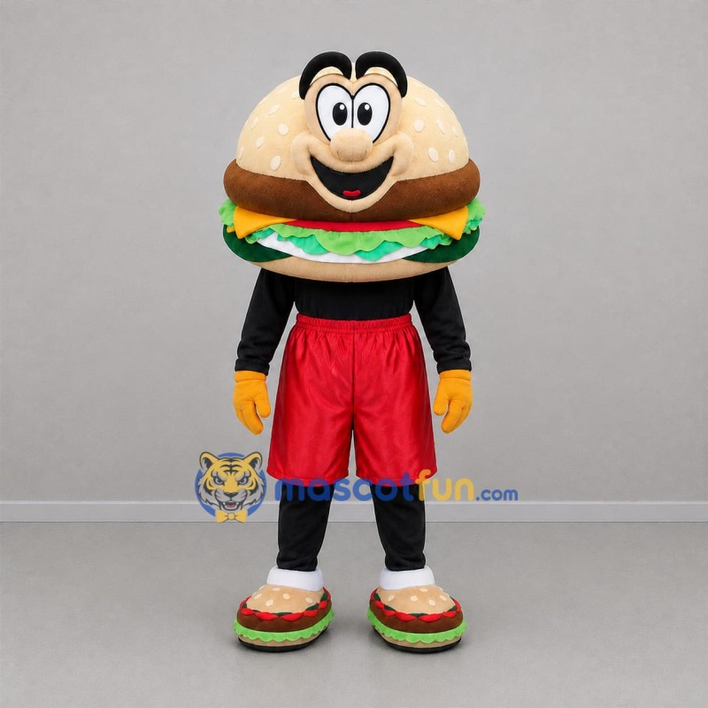 Custom Brown Green and Red Burger Mascot Costume Adult Full Body Suit for Food Promotions