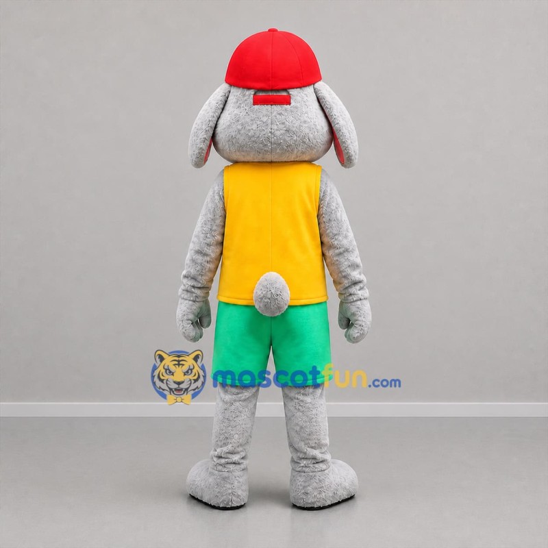 Custom Gray Yellow and Green Rabbit Mascot Costume Adult Full Body Suit for Children's Events
