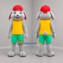 Custom Gray Yellow and Green Rabbit Mascot Costume Adult Full Body Suit for Children's Events