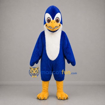 Custom Blue White and Yellow Bird Mascot Costume Adult Full Body Suit for Sports Events