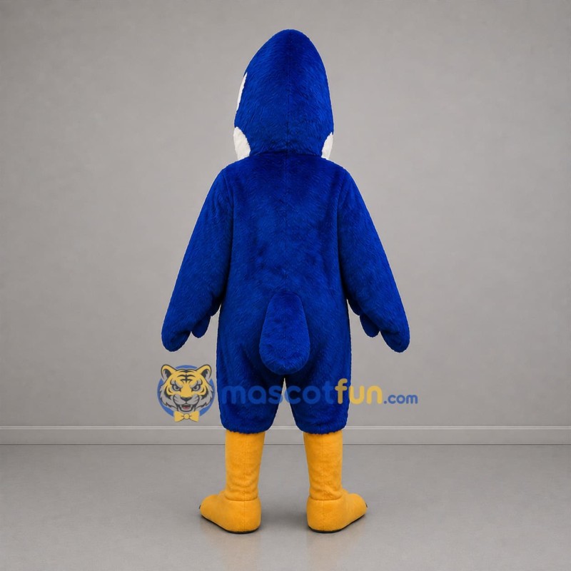 Custom Blue White and Yellow Bird Mascot Costume Adult Full Body Suit for Sports Events