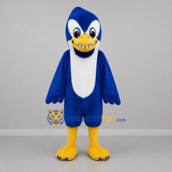 Custom Blue White and Yellow Bird Mascot Costume Adult Full Body Suit for Sports Events
