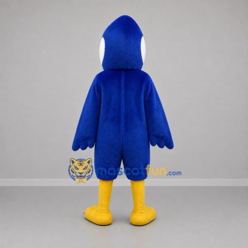 Custom Blue White and Yellow Bird Mascot Costume Adult Full Body Suit for Sports Events