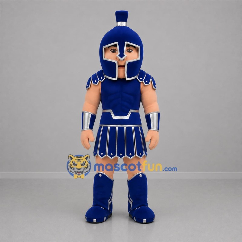 Custom Blue and Silver Ancient Warrior Mascot Costume Adult Full Body Suit for Historical Events