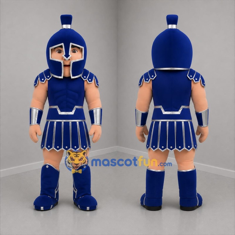 Custom Blue and Silver Ancient Warrior Mascot Costume Adult Full Body Suit for Historical Events