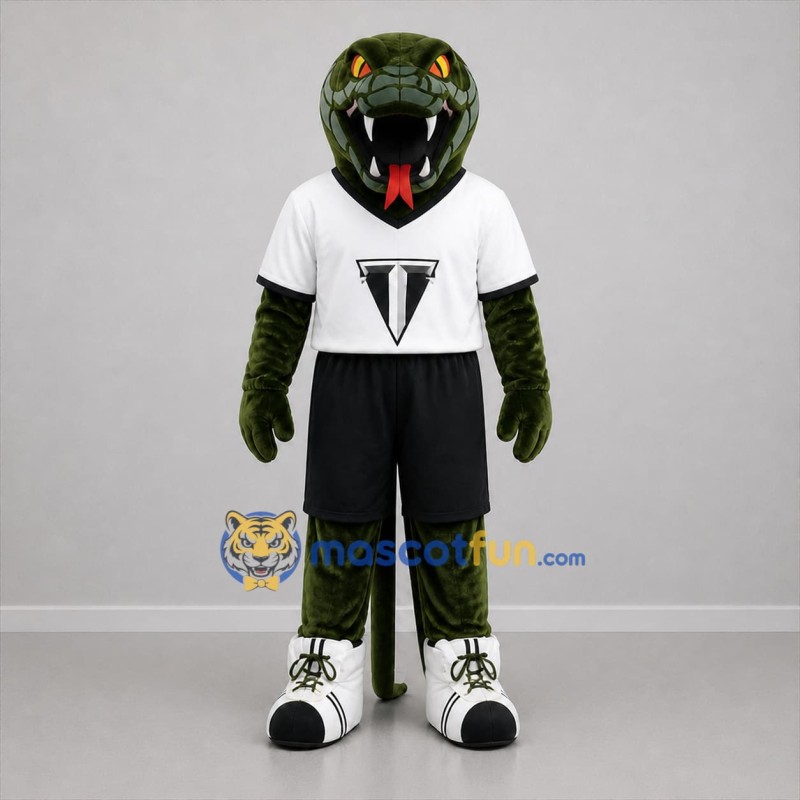 Custom Dark Green and White Snake Mascot Costume Adult Full Body Suit for Sports Events